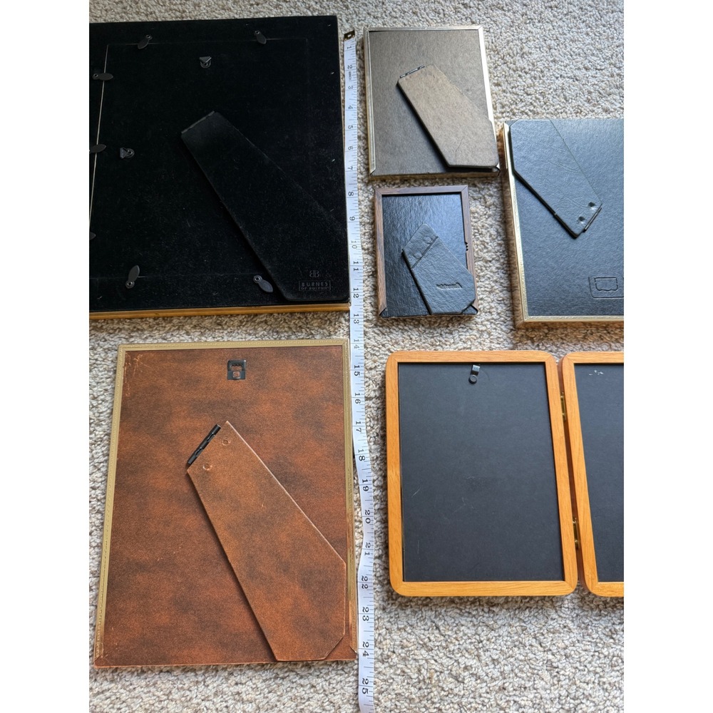 Vintage Mixed Picture Frame Lot 8pc Gold Wood Metal Tabletop Gallery Set - Picture 2 of 9